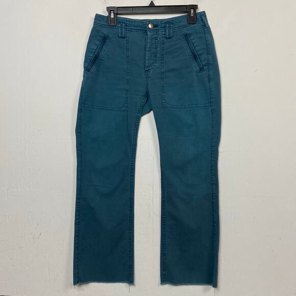 Pilcro by Anthropologie Denim - Anthropologie Pilcro Women's Teal Raw Hem Button Fly Ankle Utility Jeans Size 27